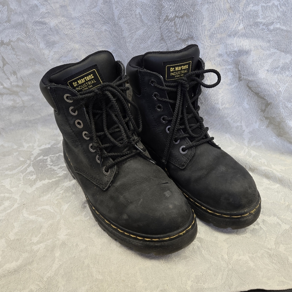 Dr. Marten Mens Industrial Steel Toe Safety Boots Airwair Leather Sz 9